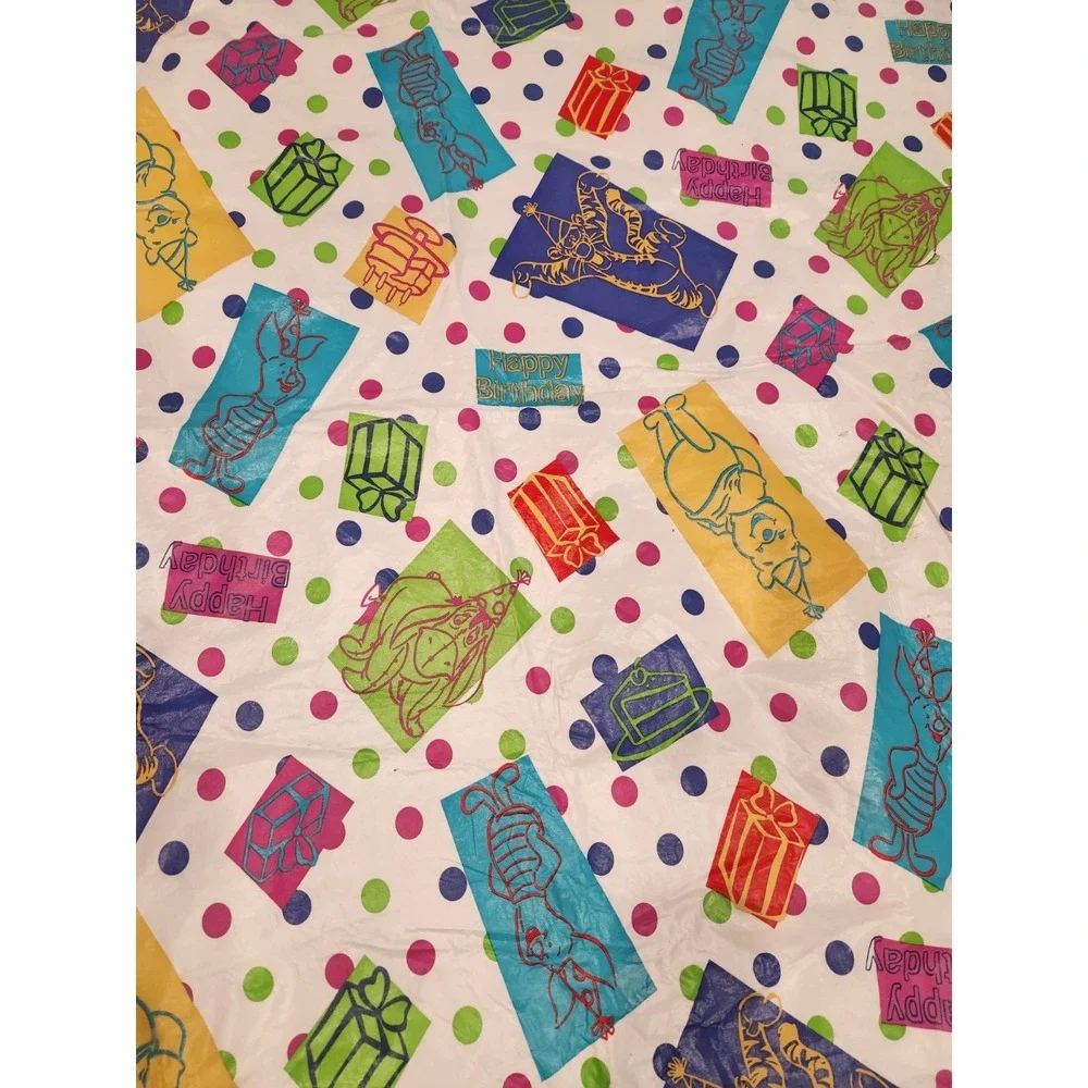 Vintage Winnie The Pooh Birthday Party Vinyl Flannel Back Table‎ Cloth 67